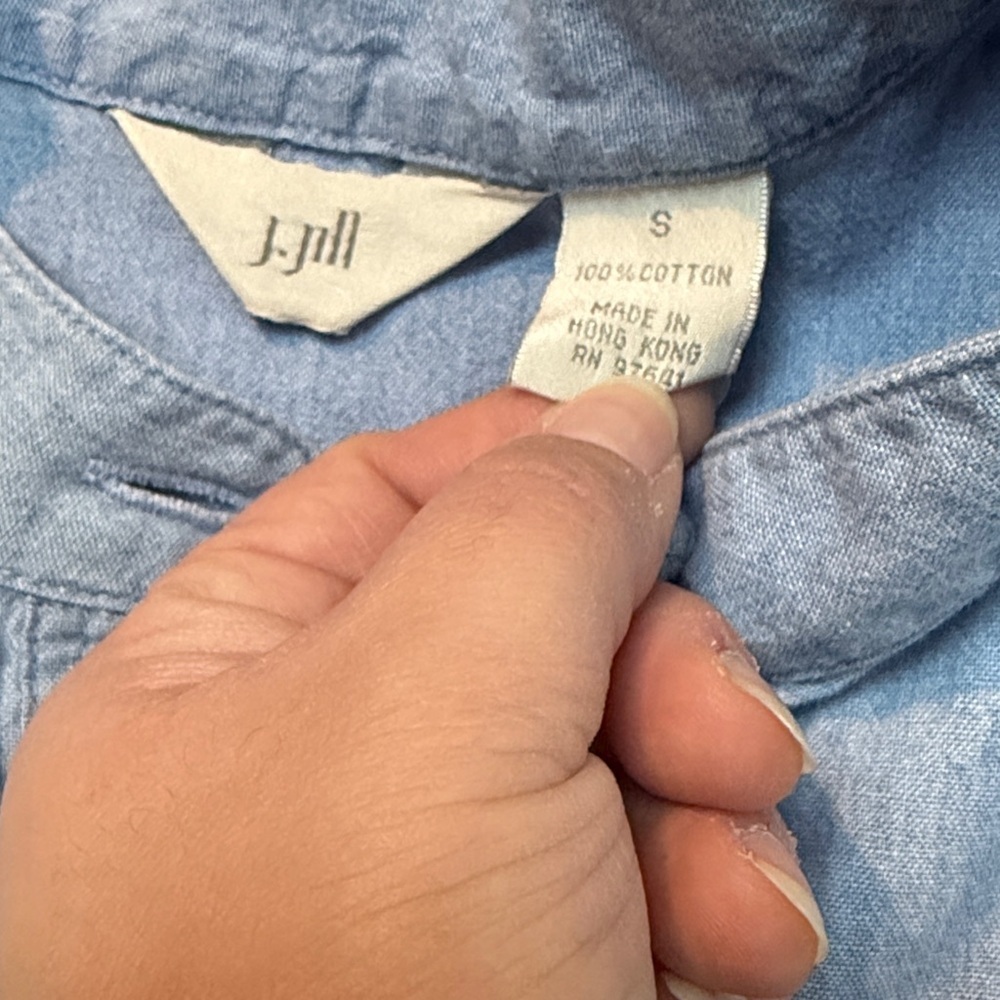 J Jill Denim Knot Button Down Shirt women’s size small - Picture 7 of 7